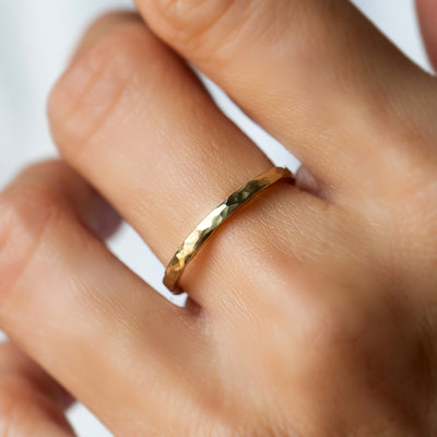 Timber | Hammered Wedding Ring Set