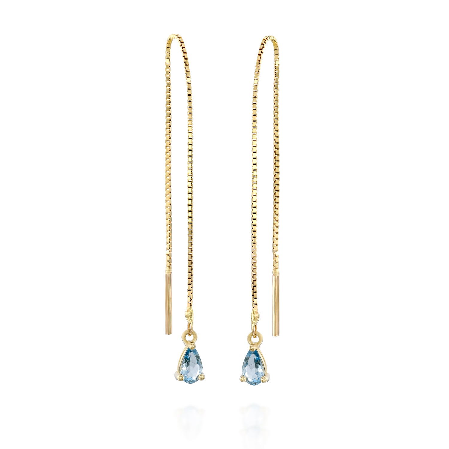 Aquamarine & Gold Threader Earrings Rimon Fine Jewelry