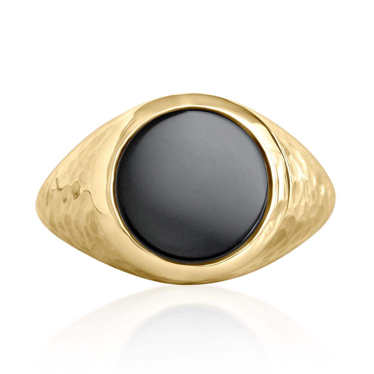 Real Solid 14K Yellow Gold Oval Close Black Onyx Signet Ring ALL Sizes