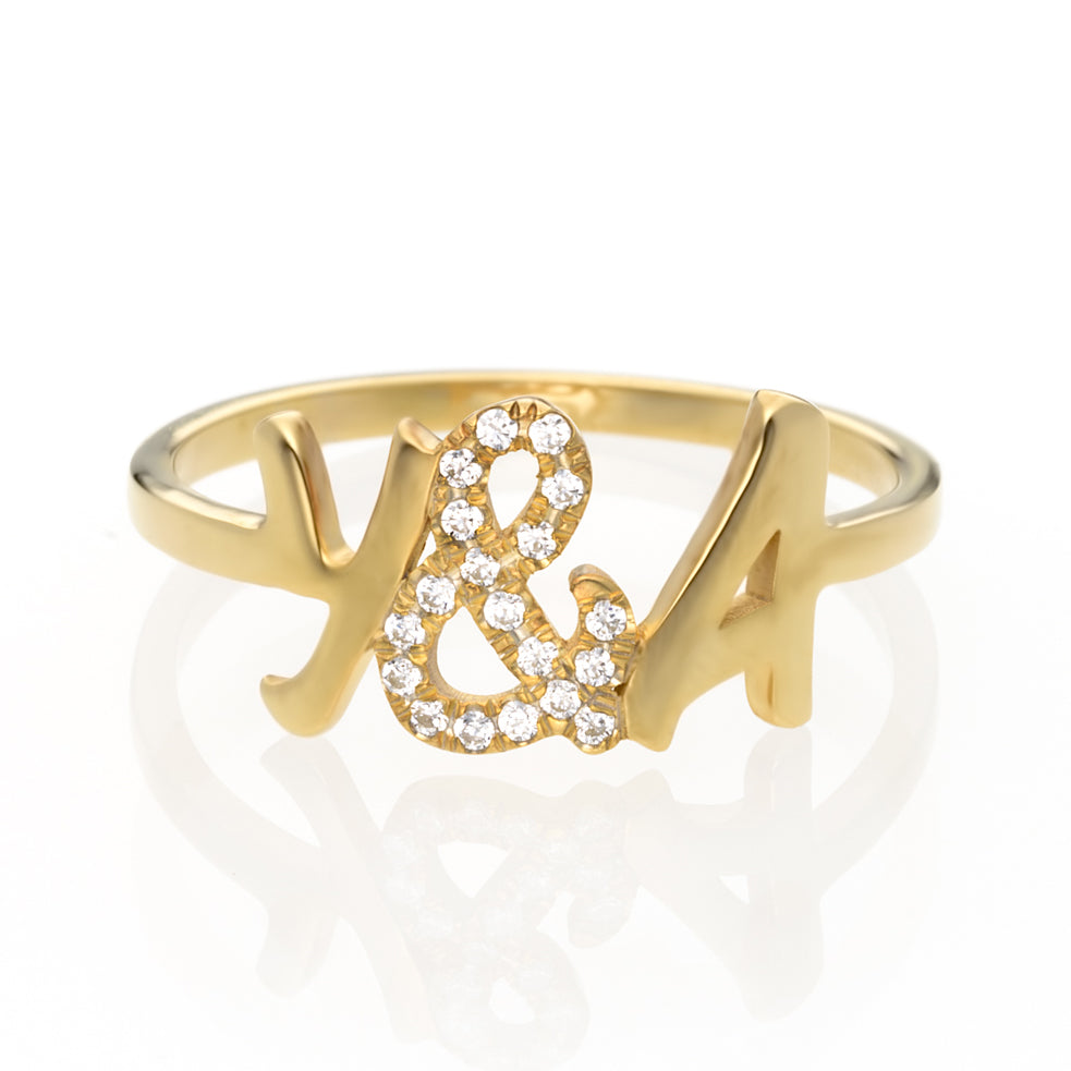 Diamond Initials Ring With