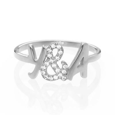 Diamond Initials Ring With "&" Sign