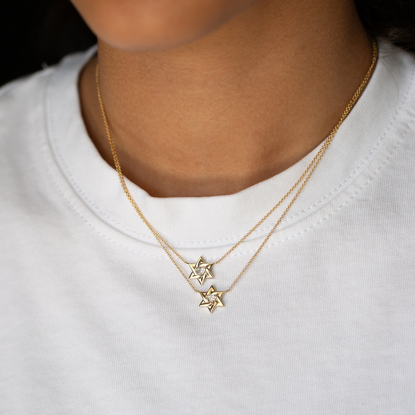 Jewish Star Diamond Necklace