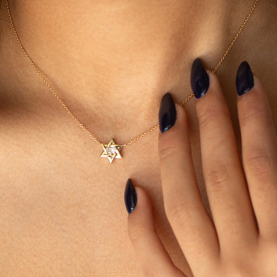 Jewish Star Diamond Necklace