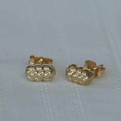 14K Gold Challah Stud Earrings