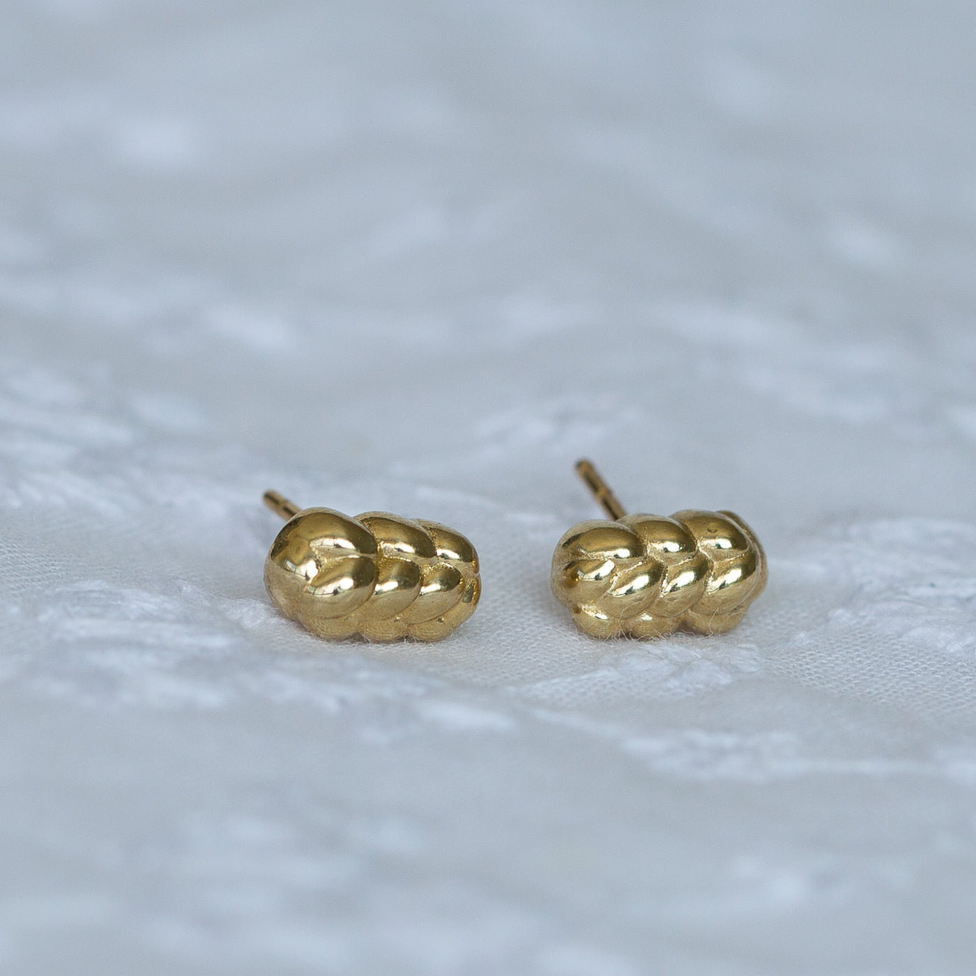 14K Gold Challah Stud Earrings