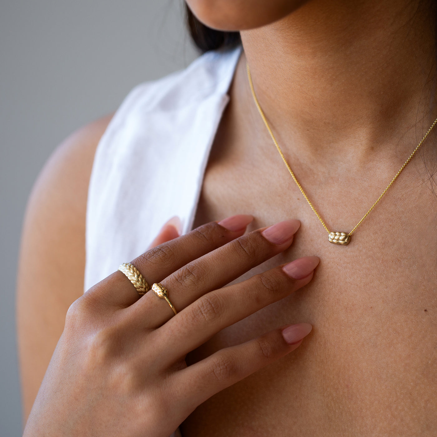 14K Gold Challah Necklace