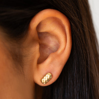 14K Gold Challah Stud Earrings