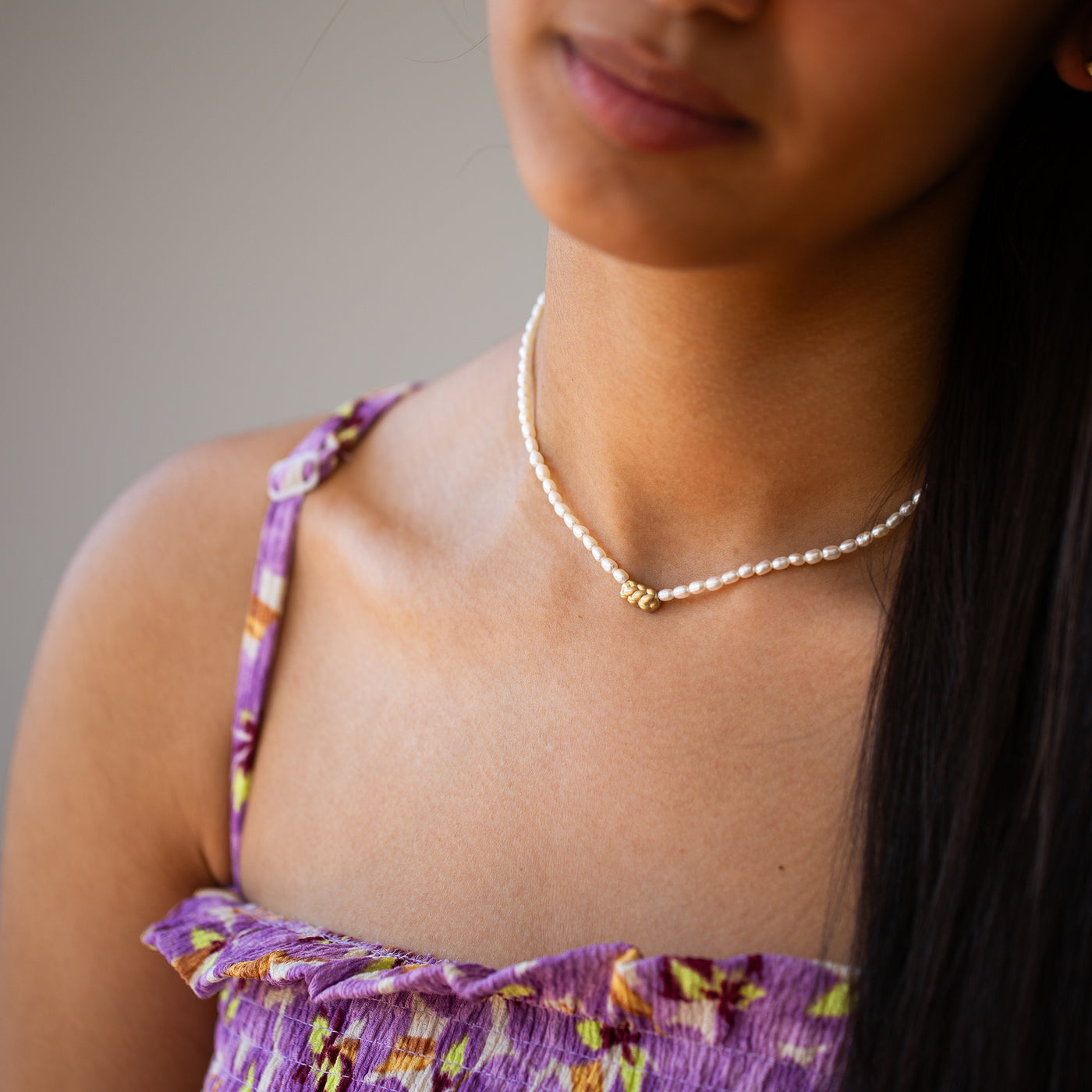 14K Gold and pearls necklace with a Challah pendant