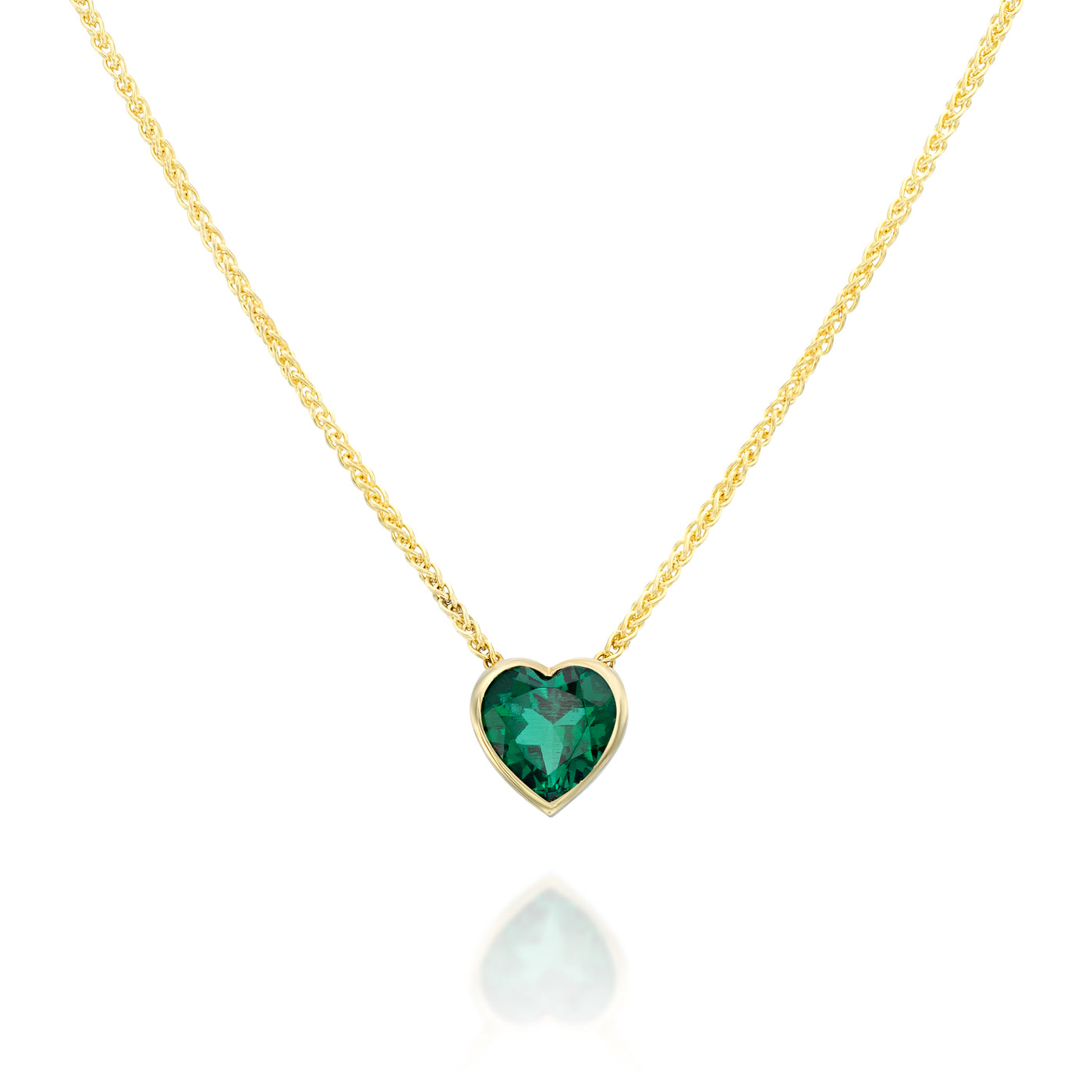 Express your love with the delicate beauty of this Emerald Heart 14K necklace. This stunning choker features a green gemstone pendant, in a solid gold 14K necklace. the perfect anniversary gift for may birthstone.