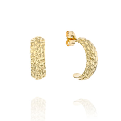 14K Gold Challah Inspired Hoop Earrings