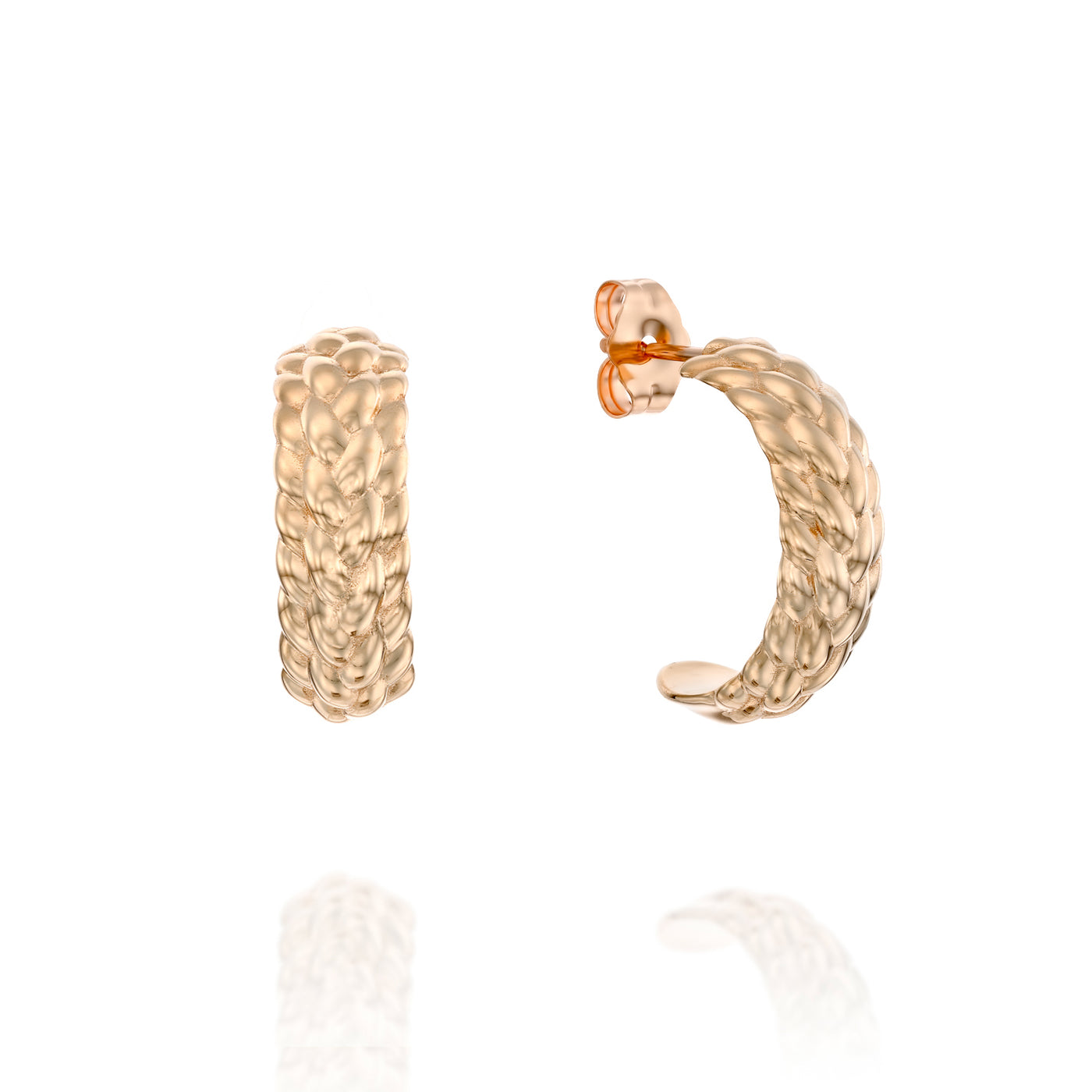 14K Gold Challah Inspired Hoop Earrings