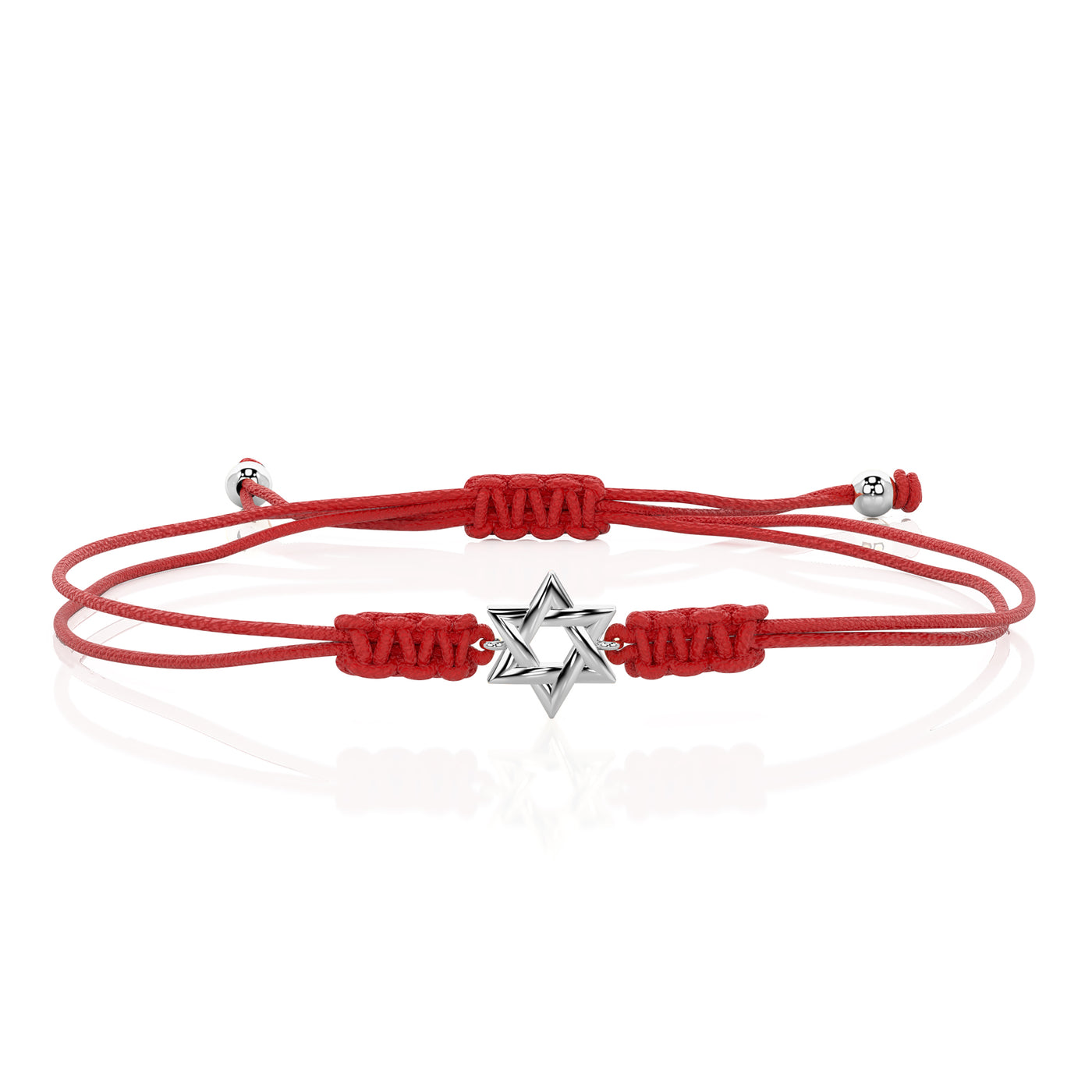 14K white Gold Star of David pendant on a crochet Red String Bracelet