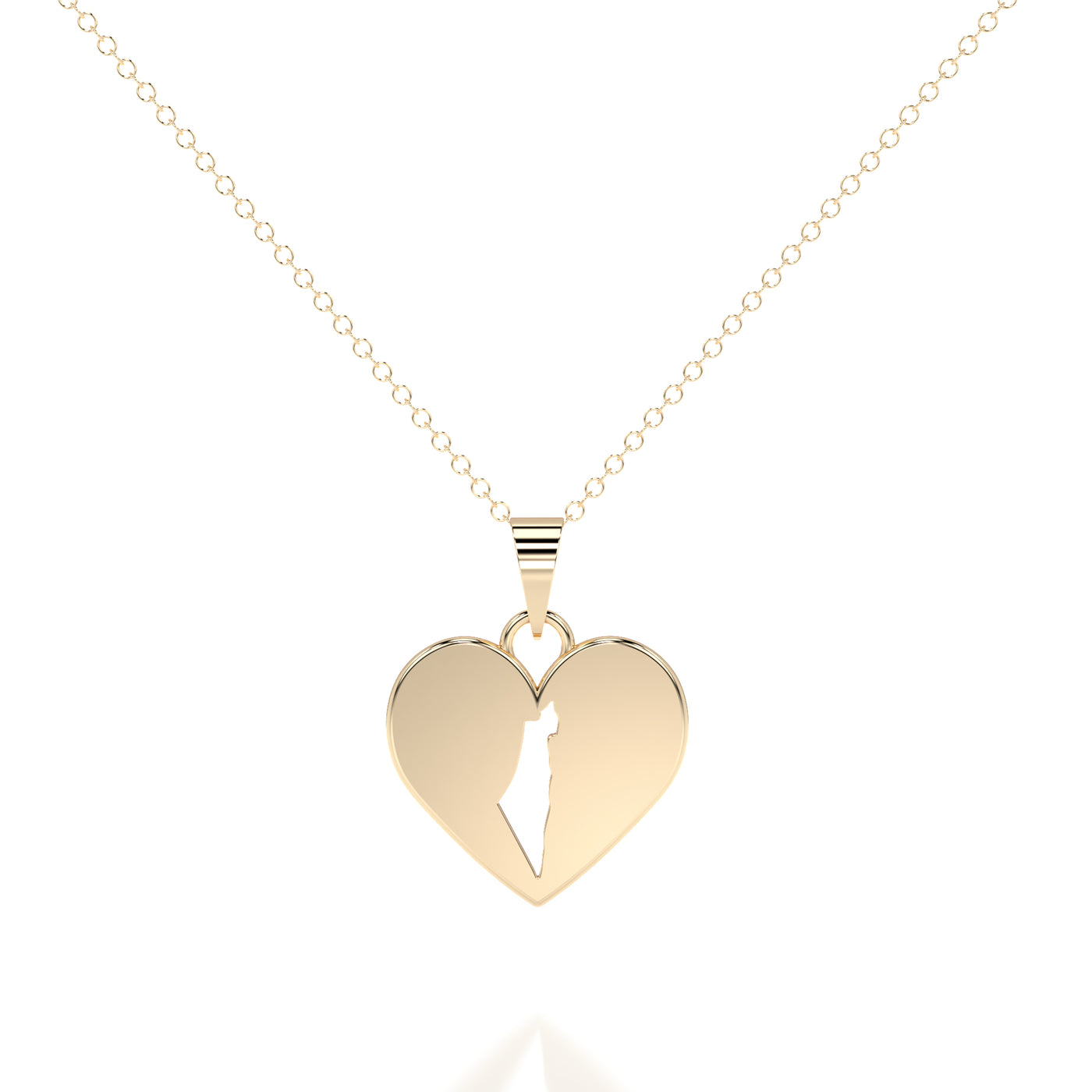 14K Gold Heart Israel Necklace