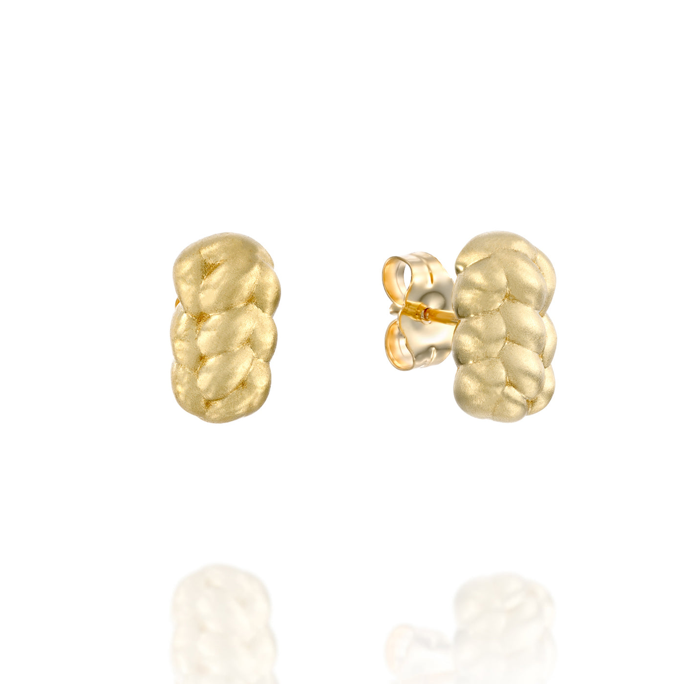 knot earrings showcasing a Large 14K Gold Challah Stud Earrings