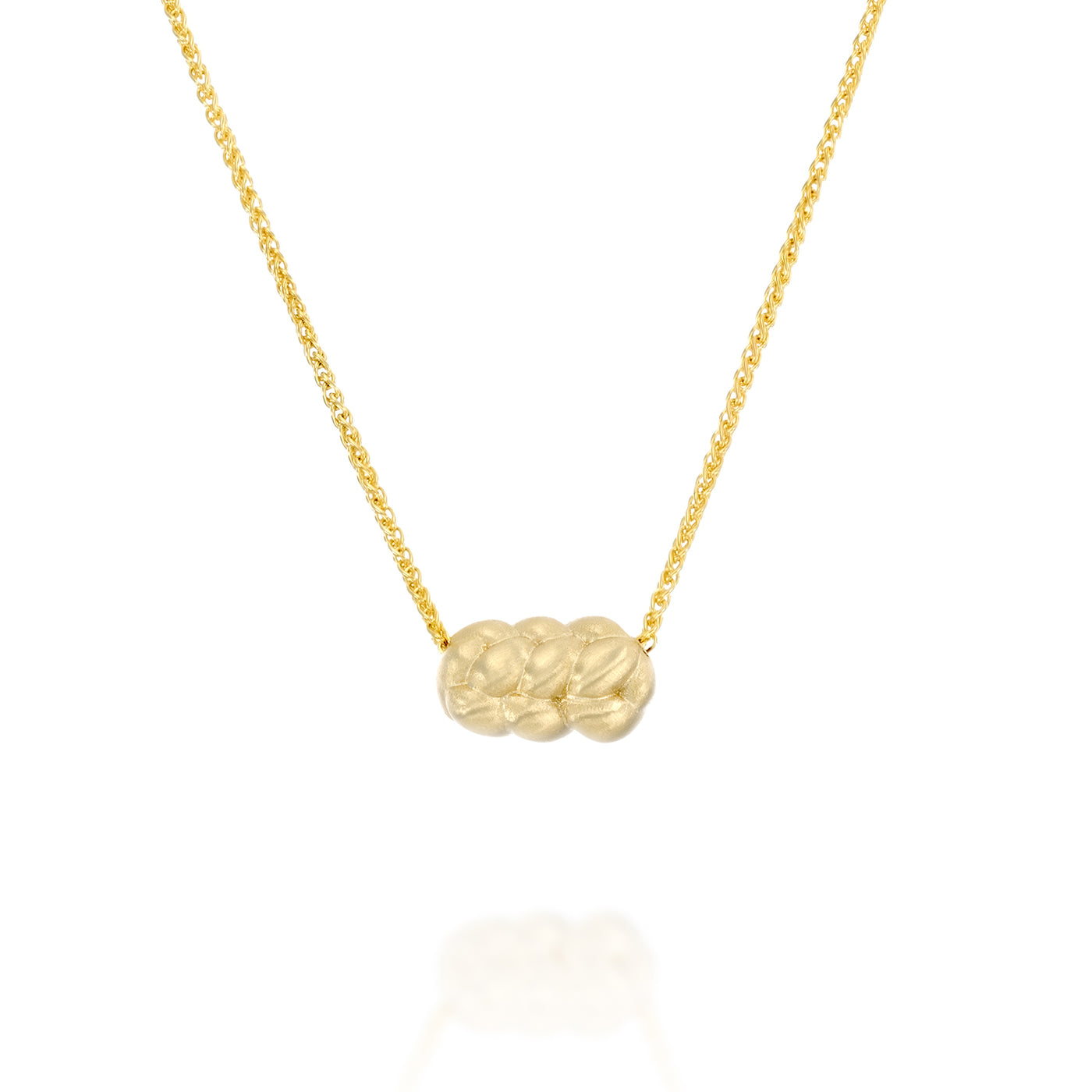 14K Gold knot Necklace, with a challah pendant and dainty chain