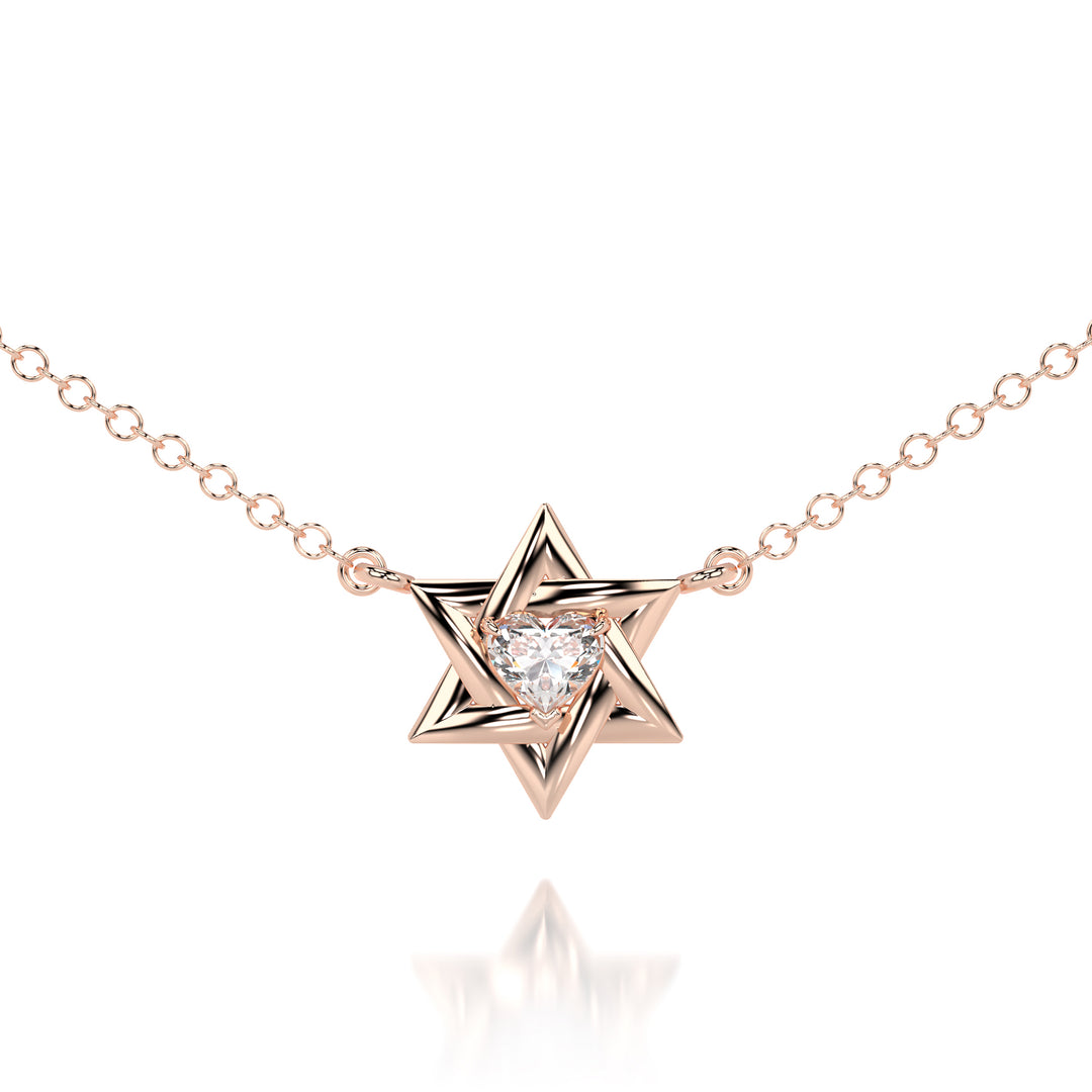 14k Rose Gold Star Of David Pendant With 54 Diamonds - Elegant Jewish Symbol Necklace, Hand-Polished Finish - View #6