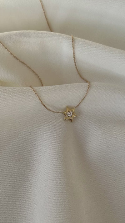 Behind the making of a 14K gold Star Of David With a Diamond Heart Necklace