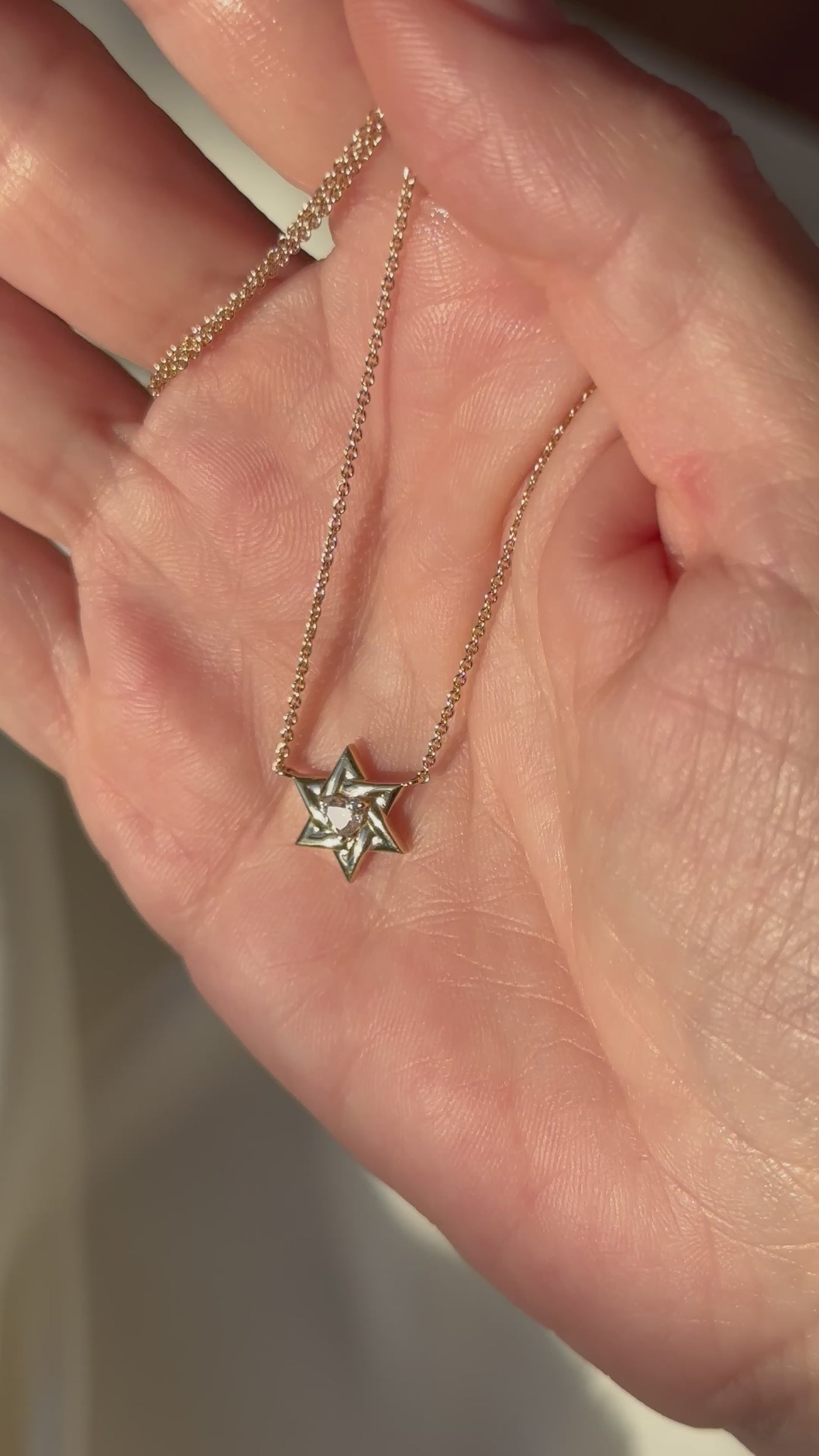 Star Of David With a Diamond Heart Necklace
