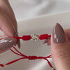 14K Gold Star Of David With a Diamond Red String Bracelet