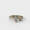 360-degree rotating view of a marquise diamond engagement ring on a white background.