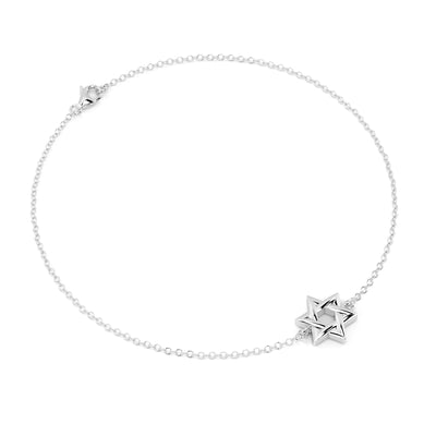 Star Of David 14K white Gold Bracelet