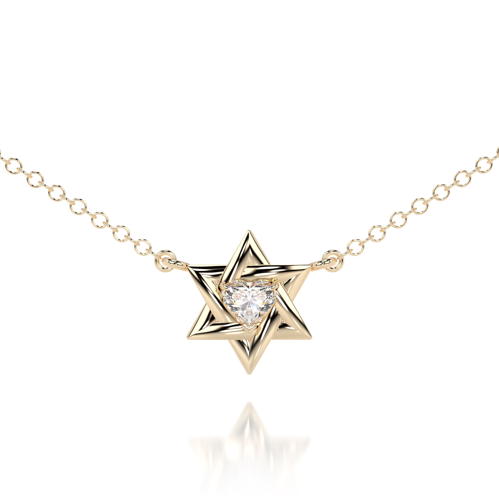 Star of David Necklace With A Diamond Heart – Rimon Fine Jewelry