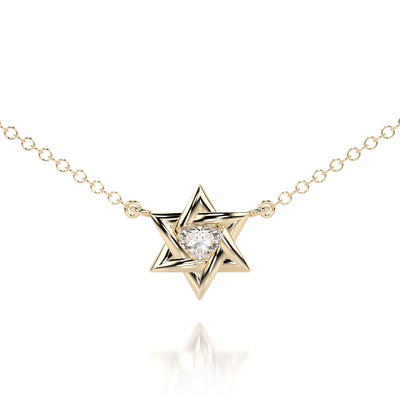 14K Star Of David With a Diamond Heart Necklace