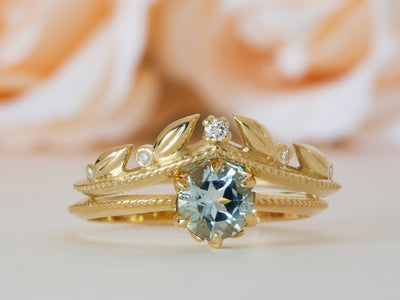 Diamond and Gold Leaves Ring