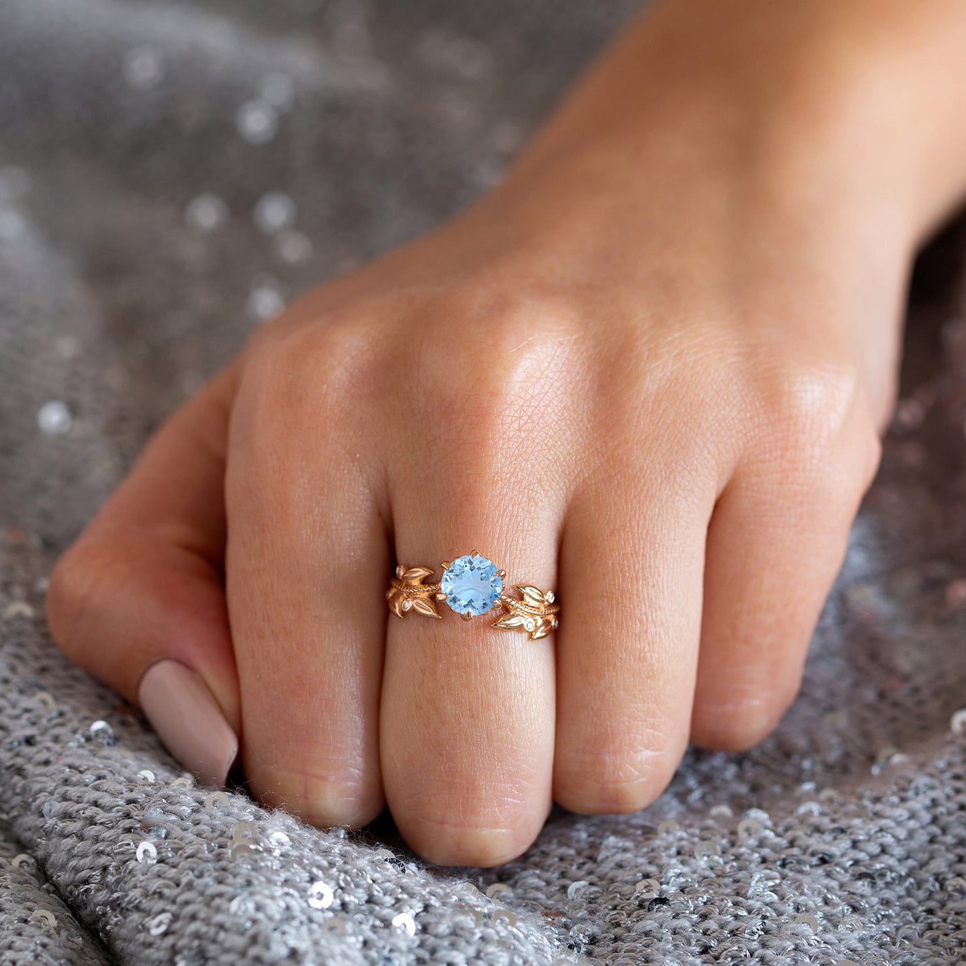 Florence | Aquamarine and Diamond Engagement Ring