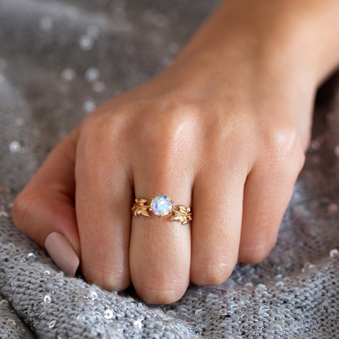 Oval Moonstone Vintage Ring- Two Rings Set - Giliarto