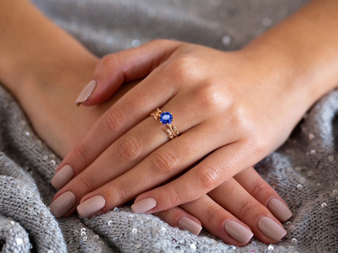 Florence | Blue Sapphire and Diamond Engagement Ring