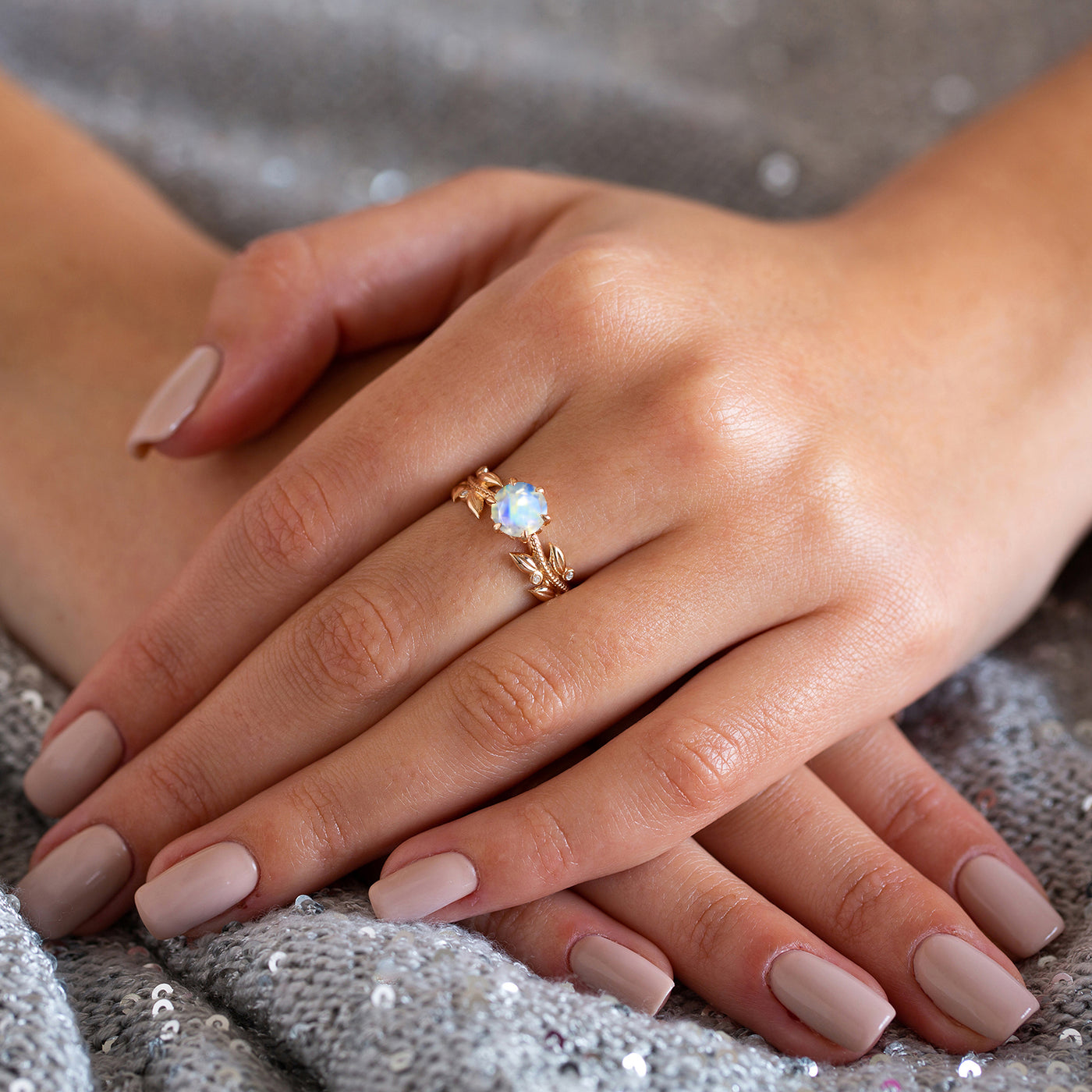Florence | Moonstone and Diamond Engagement Ring
