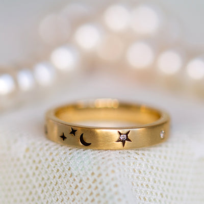 Take Me To The Moon |  Flat Gold and Diamond Ring