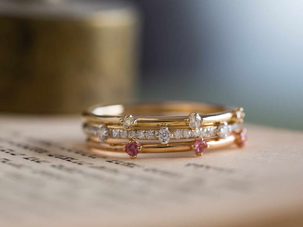 Aria | Diamond and Pink Sapphire Crown Rings