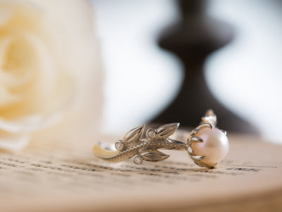 Florence | Pearl and Diamond Engagement Ring
