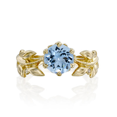 Florence | Aquamarine and Diamond Engagement Ring