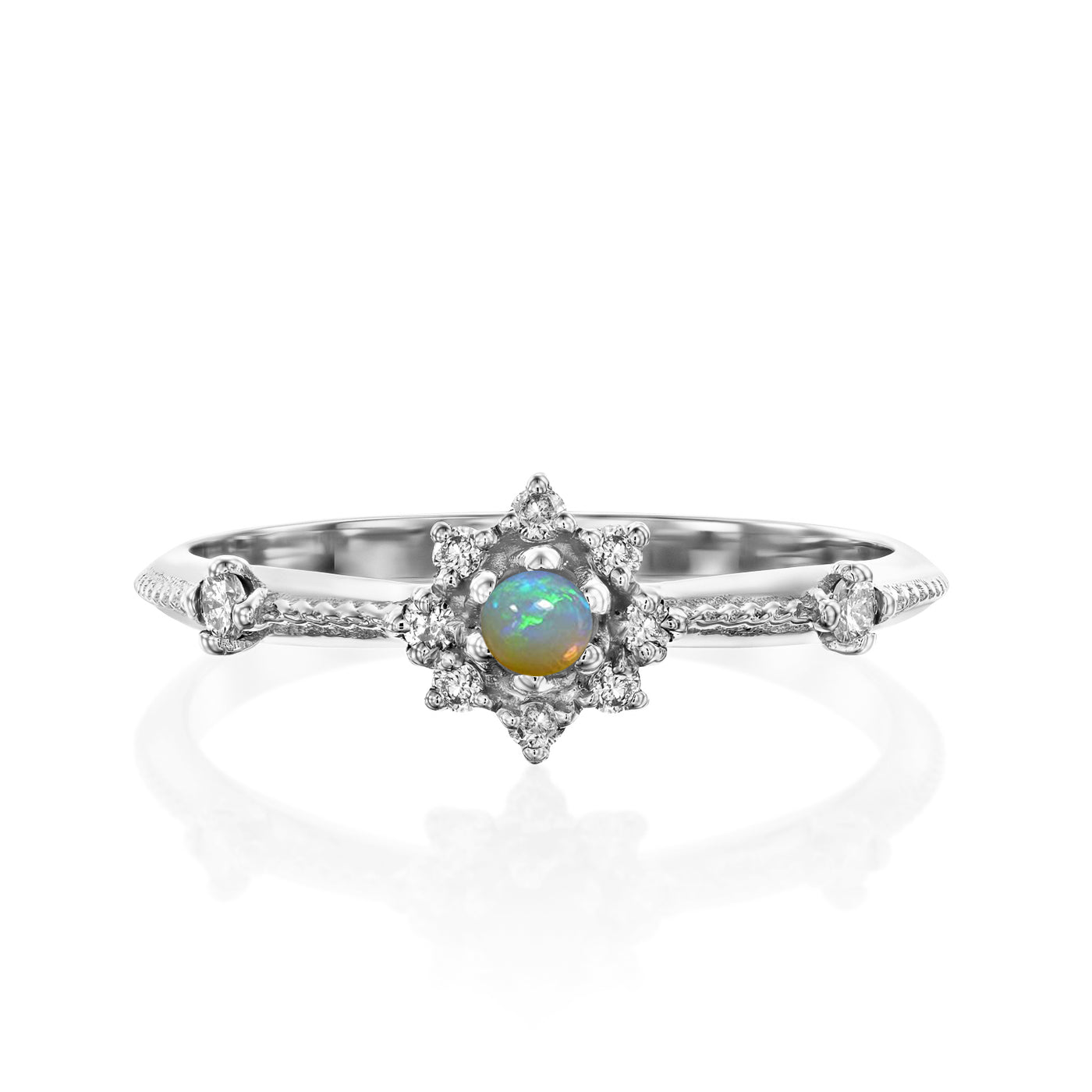 Twinkle | Opal and Diamond Star Ring
