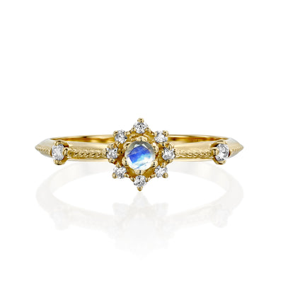 Twinkle | Moonstone and Diamond Star Ring