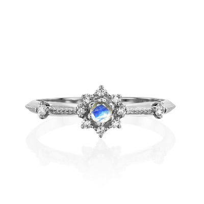 Twinkle | Moonstone and Diamond Star Ring