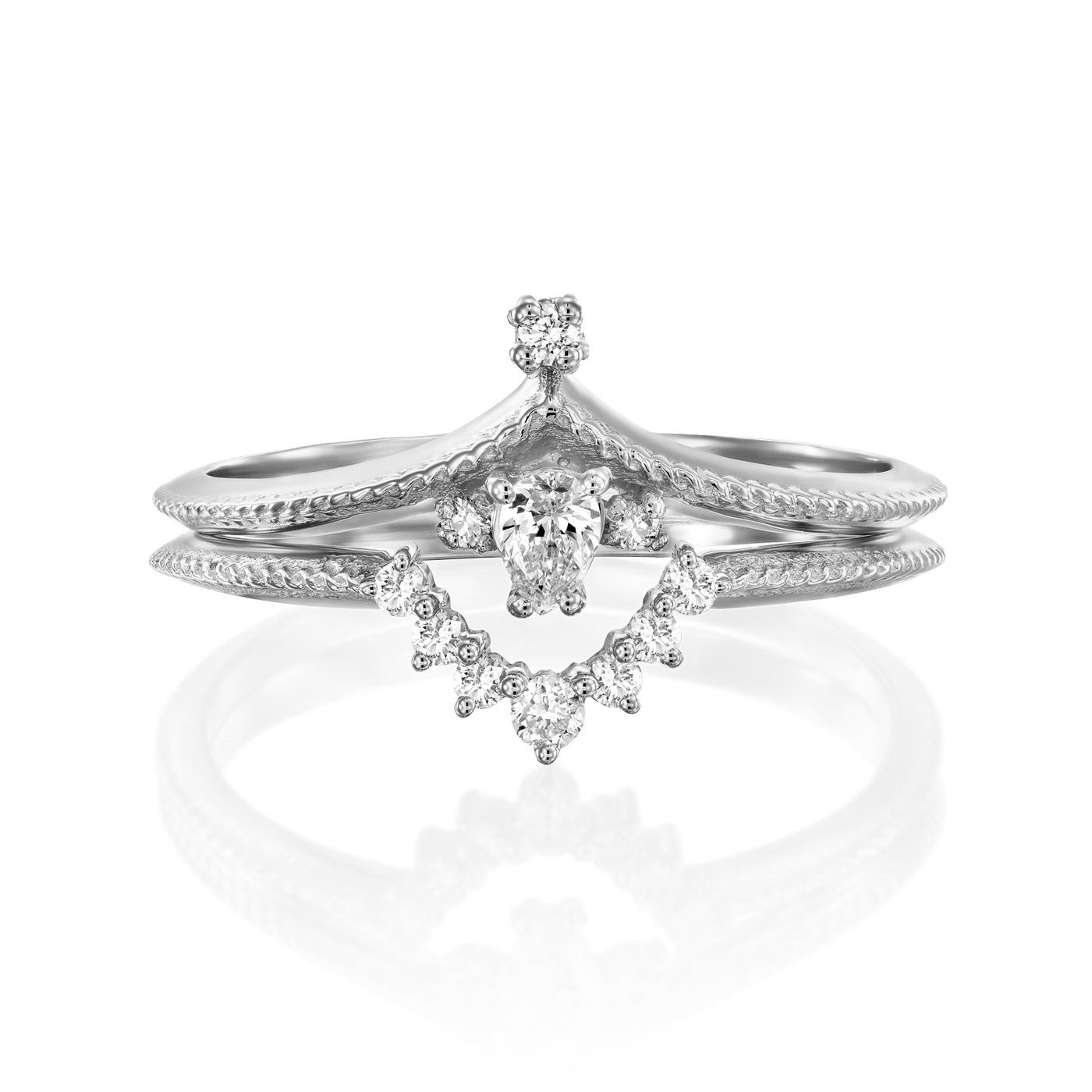 Agatha | Pear Diamond Ring Set