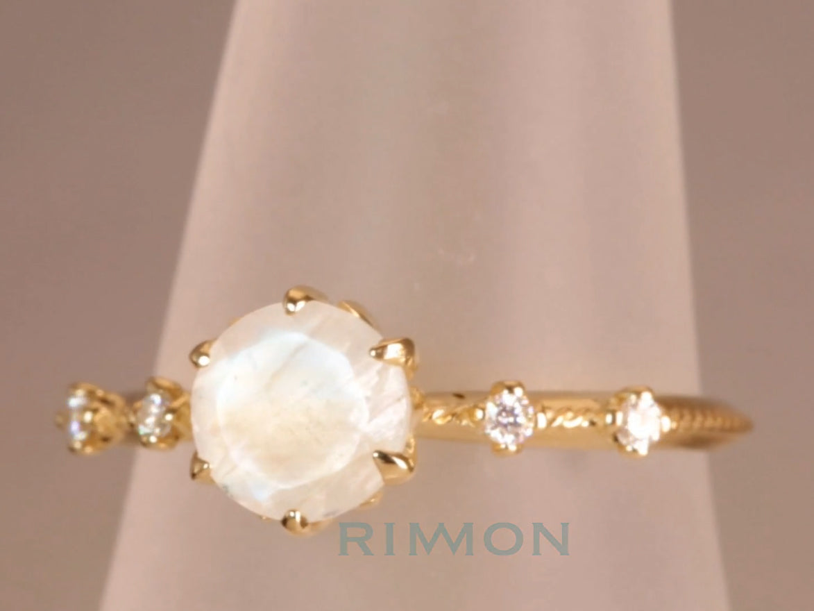 Lilly | Moonstone and Diamonds Engagement Ring