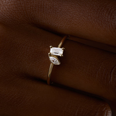 Toi et Moi | Marquise & Emerald Cut Engagement Ring