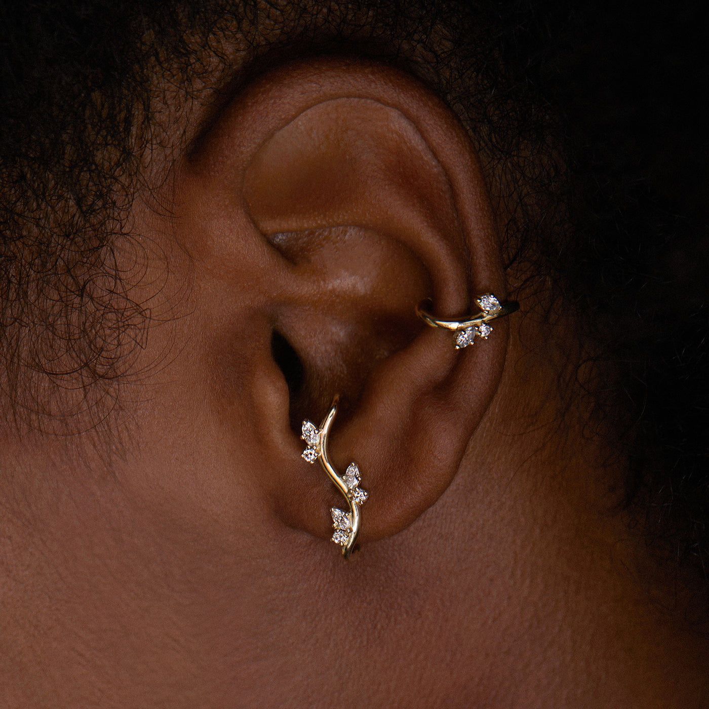 Leaves Diamond Ear Cuff