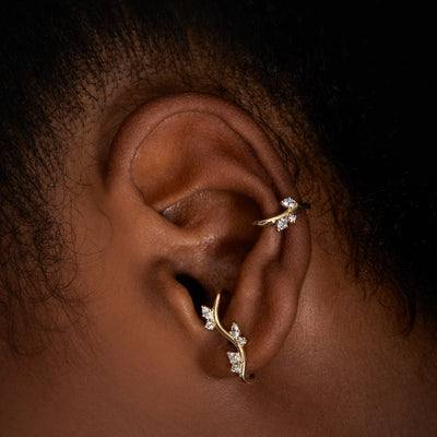 Leaves Climber Diamond Earrings