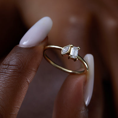 Toi et Moi | Marquise & Emerald Cut Engagement Ring