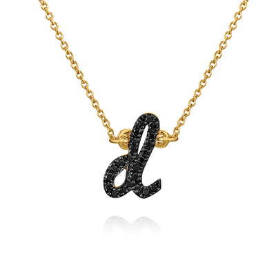 Black Diamond Initial Necklace