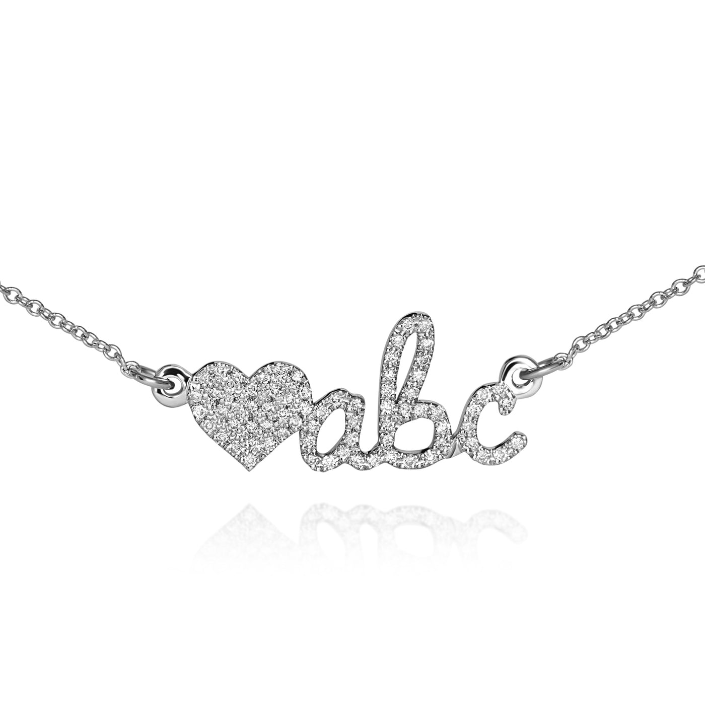 personalized diamond name made of 14k white gold, set with white diamonds, the perfect push present