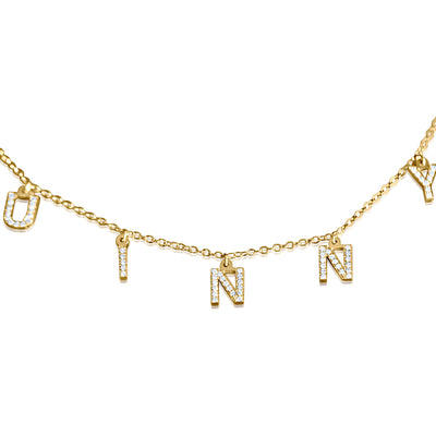 Diamond Charm Name Necklace