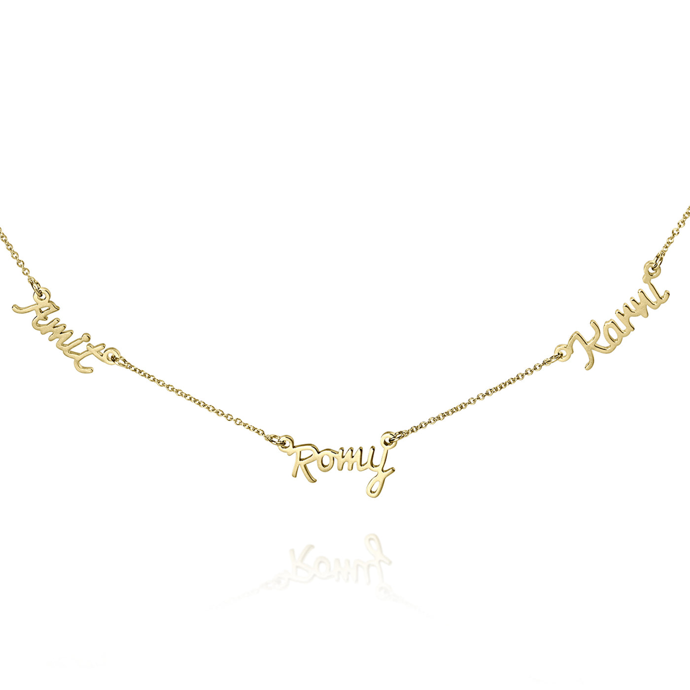 Personalized 14k Gold multiple Names Necklace in yellow gold