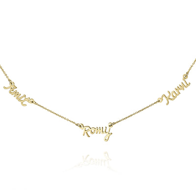 Personalized 14k Gold multiple Names Necklace in yellow gold